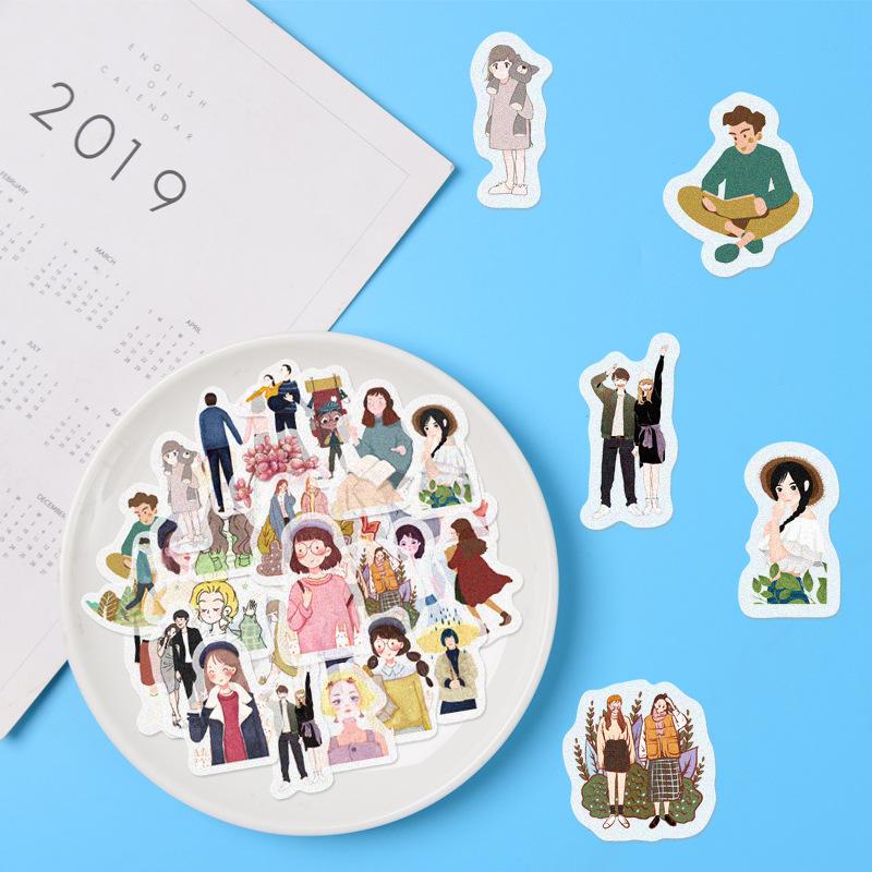 About 10g Product Bag Stickers Cartoon Elements 40 Pieces of Hand Account Kawaii Material DIY Decoration and Paper Stickers