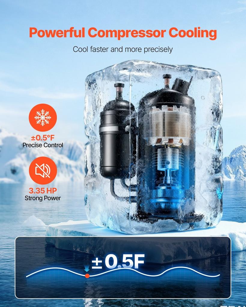 Refrigeratore d'acqua industriale, 8000 W, Sistema di raffreddamento refrigeratore d'acqua industriale con compressore, Portata massima 70 L/min, Capacità serbatoio 40 L, Refrigeratore per laser, per