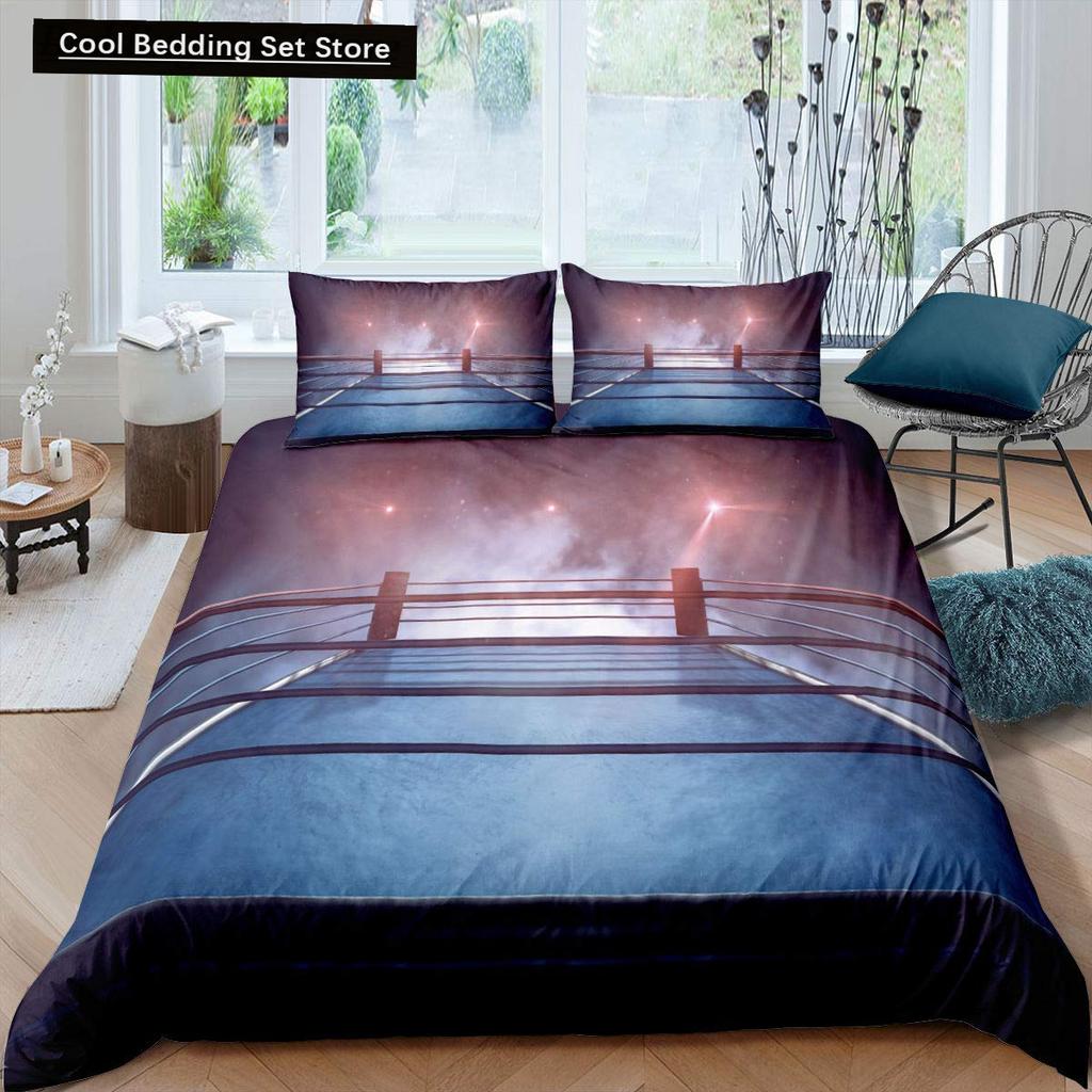 Boxing King Queen Duvet Cover Gamer Competitive Sports Bedding Set Galaxy Bright Colorful Quilt Cover Polyester Comforter Cover