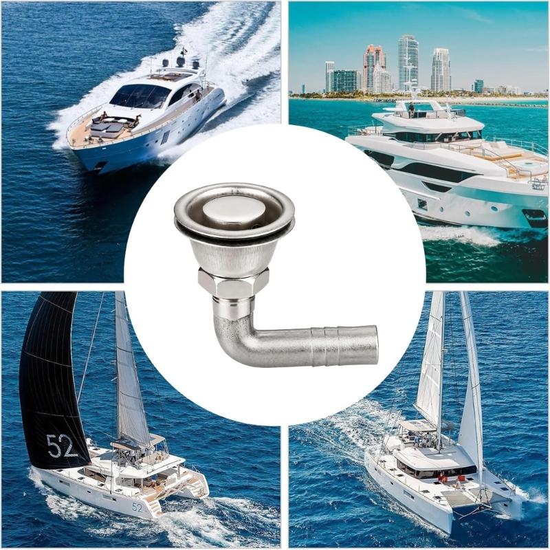 Boat Vent Hose Fitting Stainless Steel Marine Fuel Tank Vent Part with 90 Degree Elbow Outlet and 16 mm 5/8 Inch Size for Service Replacement