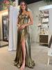 Sexy ärmelloses Abendkleid für Damen, europäisch & amerikanisch, mit Schlitz, Heißprägung und offenem Rücken