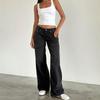 Women's Retro Low Waist Washed Straight Leg Jeans - Wide Leg Autumn Denim Pants