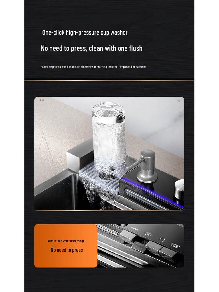 Whale Style Stainless Steel Multifunctional Kitchen Sink with Digital Display