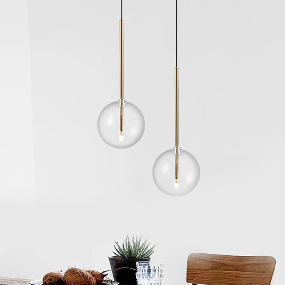 Nordic Minimalist Transparent Glass Ball Pendant Light for Bedroom or Bar