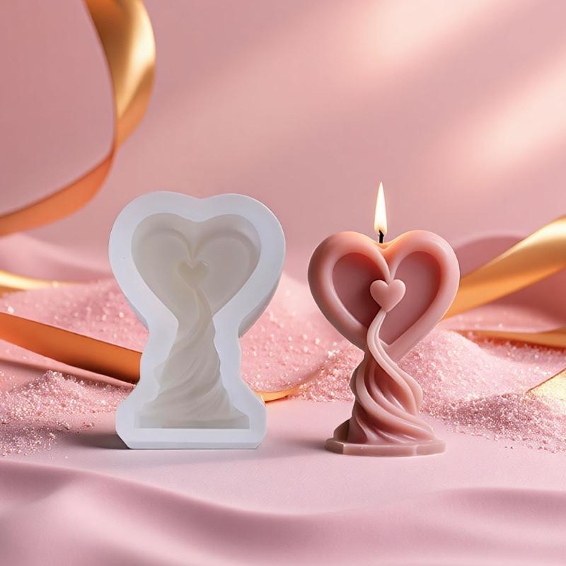 Silicone Molds 3D Heart Candle Molds Epoxy Resin Molds Lovely Castings Molds Plasters Molds for Home Decoration