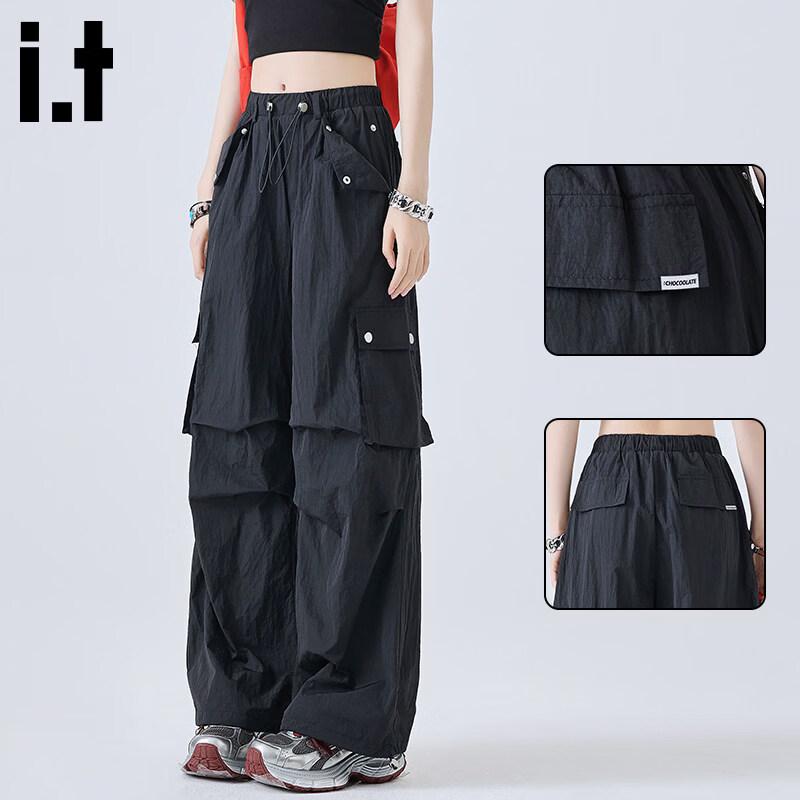 Women s Loose Fit Wide-Leg Cargo Pants L