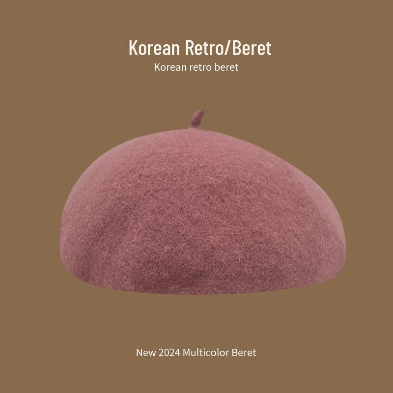 Korean Style Women's Wool Knit Beret – Warm Retro Octagonal Hat