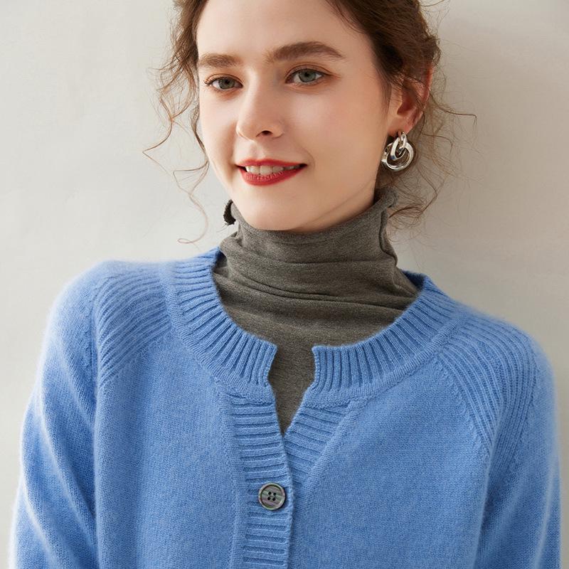 Autumn Women's Cashmere Cardigan: Long Sleeve, Thick & Loose, Gentle Style, Short Fashionable Single-Breasted Coat.