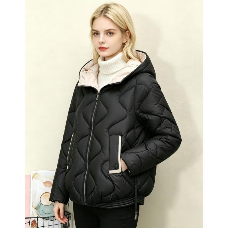 Women S Short Hooded Cotton Padded Winter Casual Coat