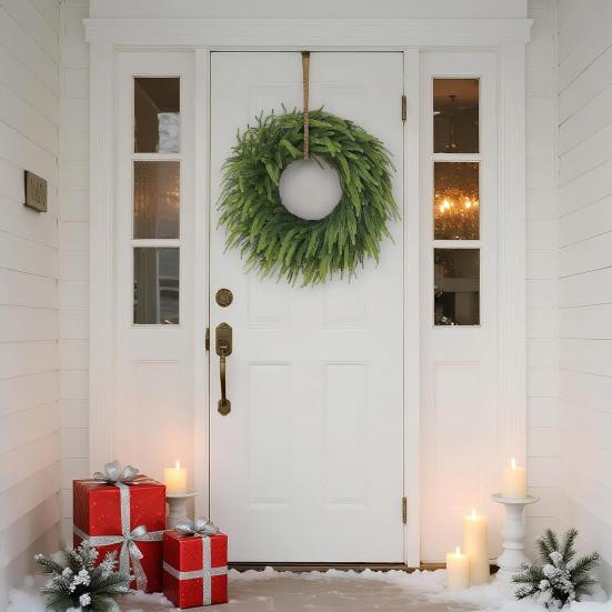 Christmas Wreath Real Touch Faux Cedar Large Green Garland Front Door Windows Festive Party Decor DIY Decoration