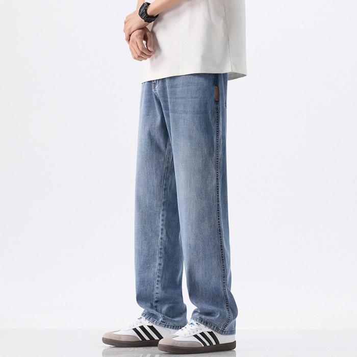 

Свободные прямые джинсы мужские летние тонкие немнущиеся прохладные брюки мужские 38