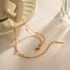 Fashion 18K Gold Beads Chain Bracelet PVD Plating Waterproof Double Layer Bead Chain Bracelets
