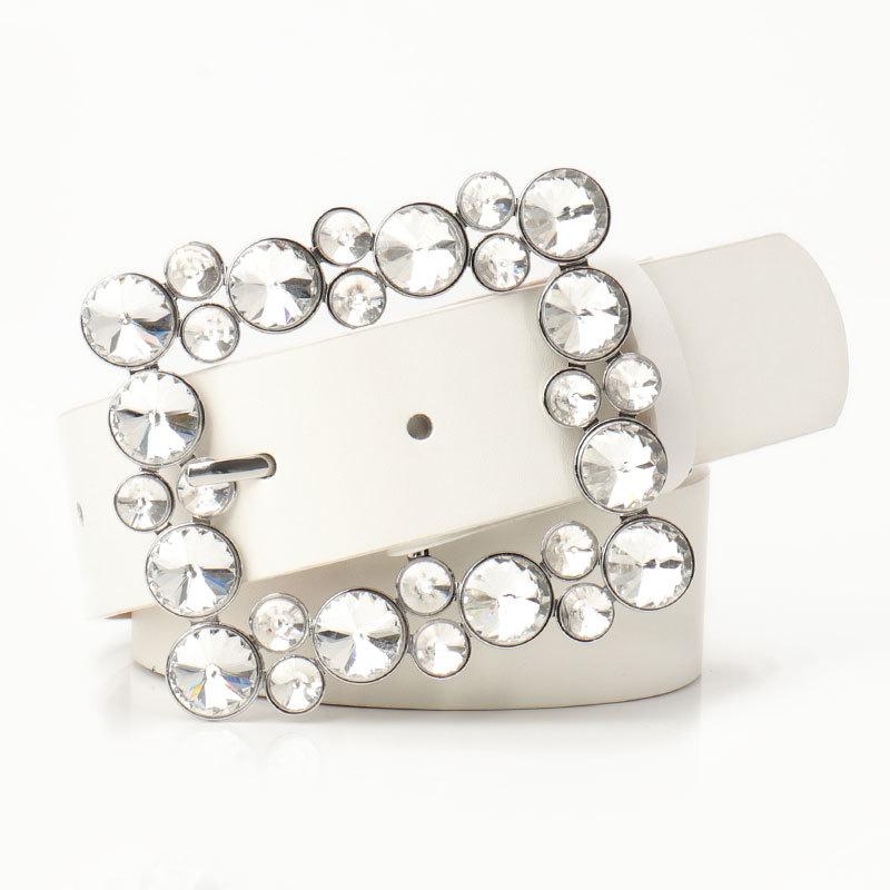 

New Square Buckle Inlaid with Diamonds European and American Belt for Women Fashion Versatile Skirt Jeans High-end Women Belt