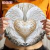 Metal Wall Poster Angel Wings Heart Religious Decor for Living Room