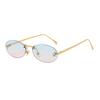 Frameless Oval Sunglasses with Zircon UV Resistant Cool Luxury Brand Design for Women and Men Fashion Trend