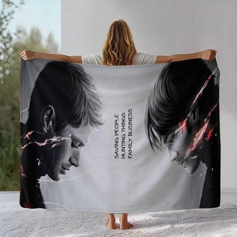 SPN Supernatural Dean Sam TV Flannel Blanket,Ultra Soft Warm Plush Throw for Home Bedroom Bed Sofa Cover Office Camping Picnic