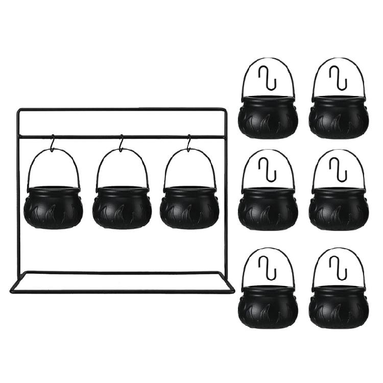 Plastic Halloween Witches Pot Set With Rustproof Metal Stands For Scary Party Centerpieces And Kitchen Decors