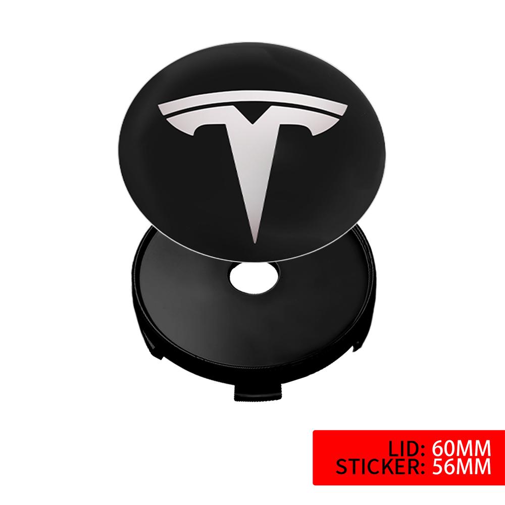 4pcs 56/60mm Car Wheel Center Cover Sticker Tire Hub Cap Badge Covers For Tesla Model 3 Model S Model X Model Y Coil Accessories
