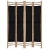 4 Piece Folding Screen 160 Cm Bamboo and Canvas