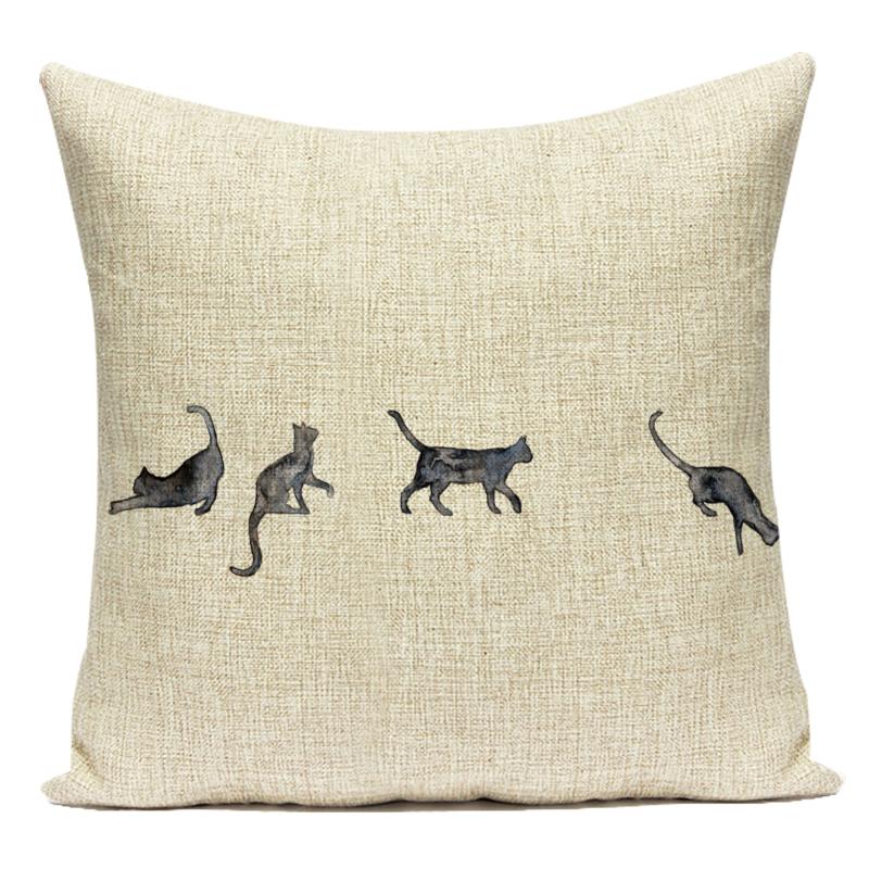 Flowers Plant Animals Whale Cats Horse Owl Decorative Pillows Polyester Cushion Cover for Sofa Home Living Room Almofadas