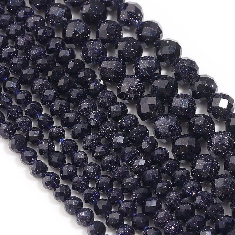 1 Strand 2 3 4mm Natural Blue SandStone Beads Faceted Loose Spacer Beads For Jewelry Making DIY Bracelet Necklace Accessories