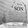 Inspirerande plakett till sonen från mamma och pappa - Kristet versakryl minnessak present till, examen, bröllop, födelsedag - Oregelbunden form bordsdekoration -