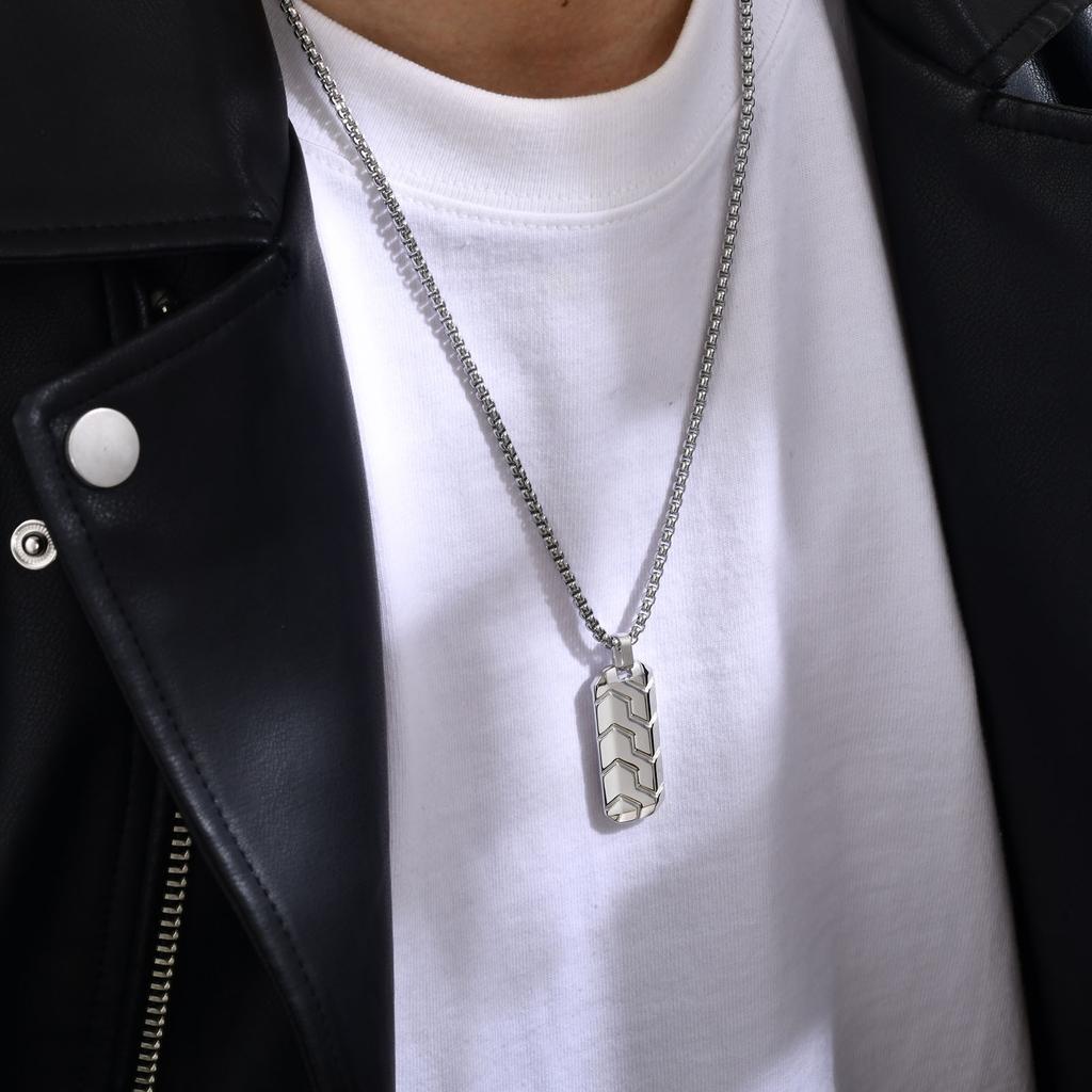 Stainless Steel Geometric Irregular Square Punk Pendant Necklace for Men Women Hip Hop Gold Silver Plated Necklace Jewelry Gift