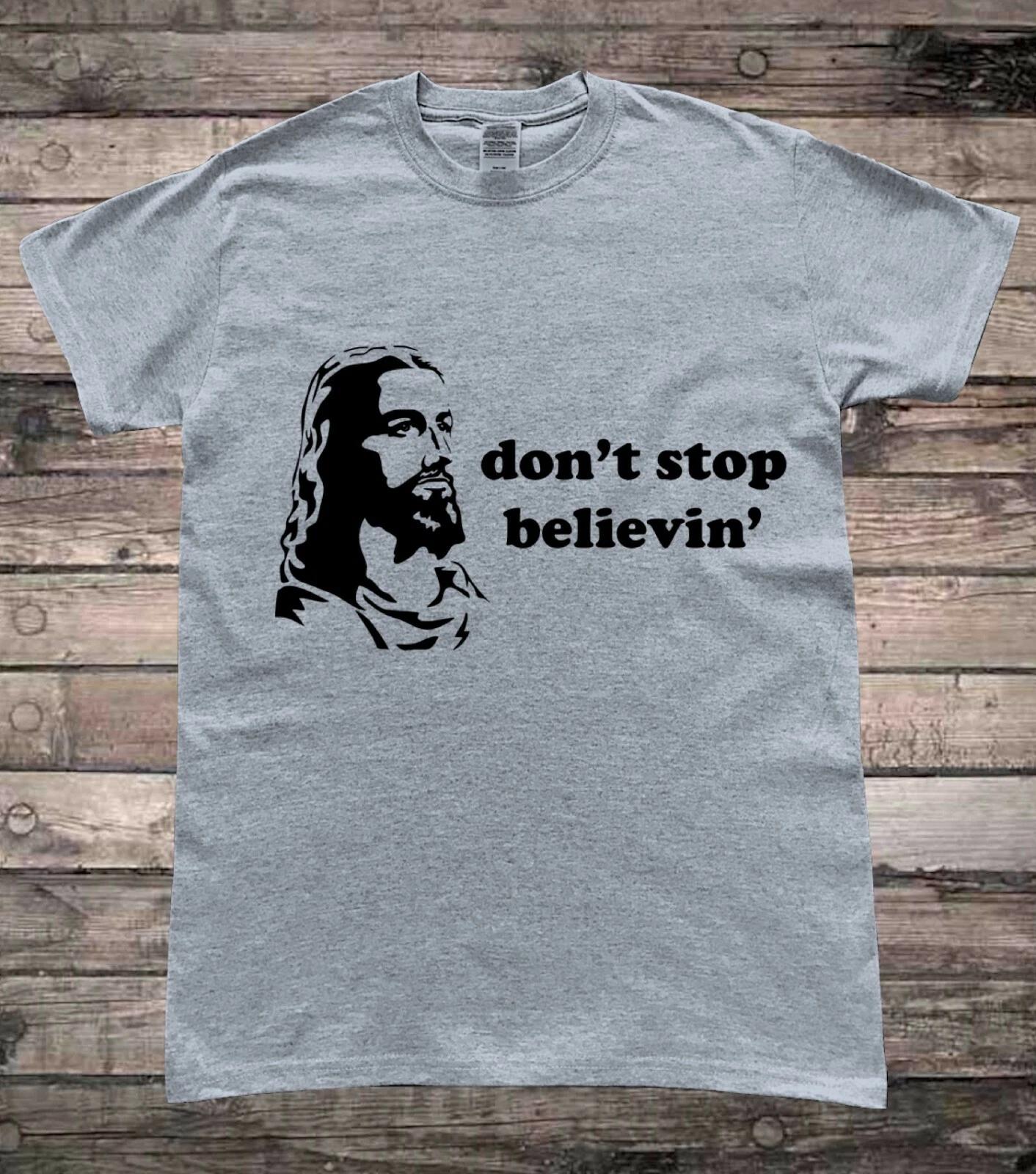 Jesus Dont Stop Believing Funny Christmas T-Shirt 2XL