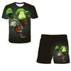 2025 NEW 4-14 Year Old Boys and Girls 3D Plant VS Zombie Printed T-shirts+Shorts Two Piece Sets Fashion Sports T-Shirt Top + Shorts Set 2 Pieces