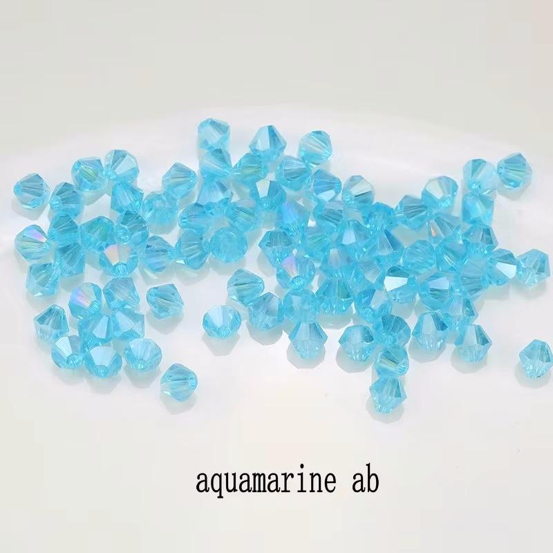 4mm Crystal Bicone Beads 100PCS Faceted Glass Beads Rainbow Loose Craft Beads for Bracelet Necklace Earring Keychain Making DIY