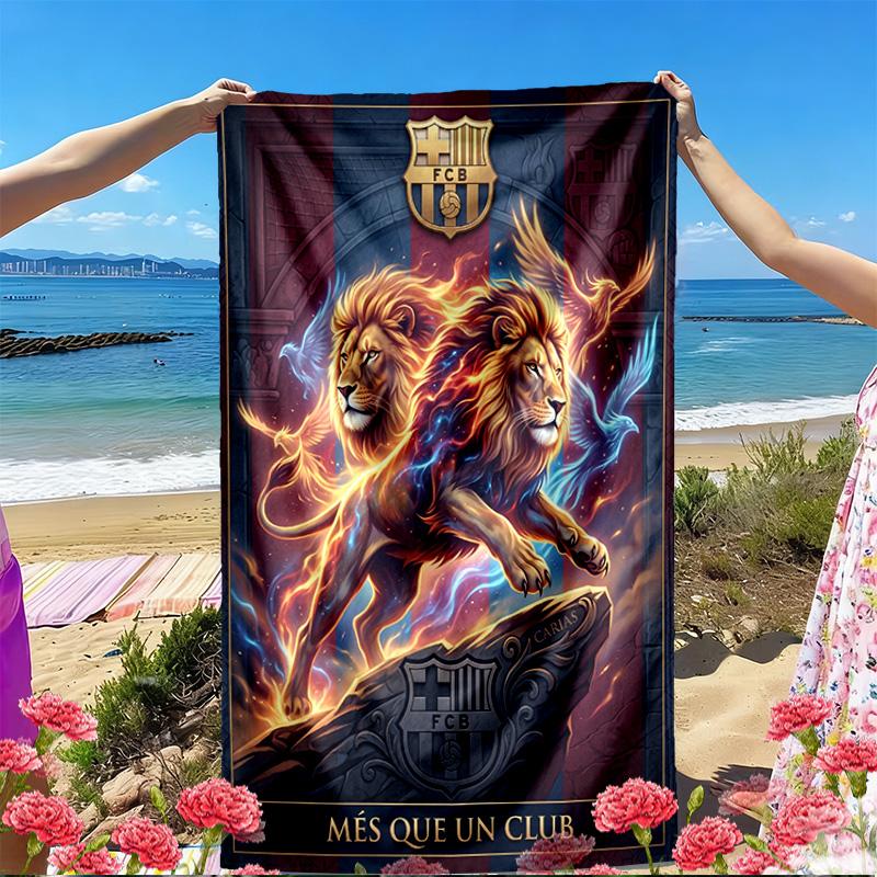 Barcelona FC Soccer Print Beach Towel, Versatile Lightweight Absorbent Beach Towel for Pool Surf Yoga Bathroom, Perfect Birthday Holiday Gift