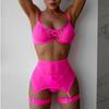 Cross Hollow Straps  Perspective Mesh Gathering Fun Lingerie Four Piece Set Other Women's Underwear