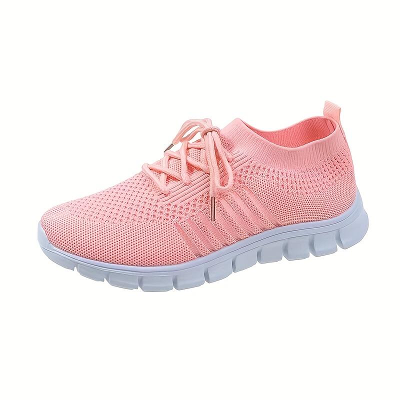 Women's Knit Lightweight Mesh Sneakers, Breathable Mesh Lace-Up Running Shoes, Women's Footwear