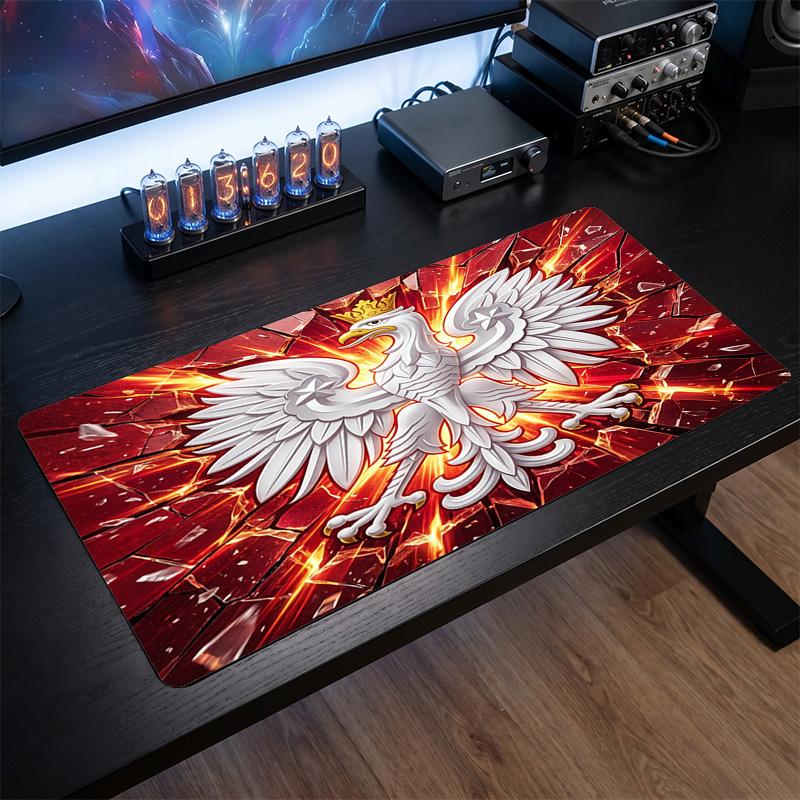 Poland Football Crest Mouse Pad, Extended Non Slip Rubber Desk Mat for Gaming Office Laptop Fan Gift