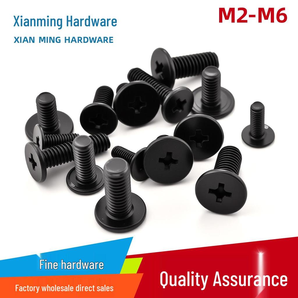Black Cross Large Pan Head Ultra-Thin C Head CM Flat Head Machine Screw (M2-M6)