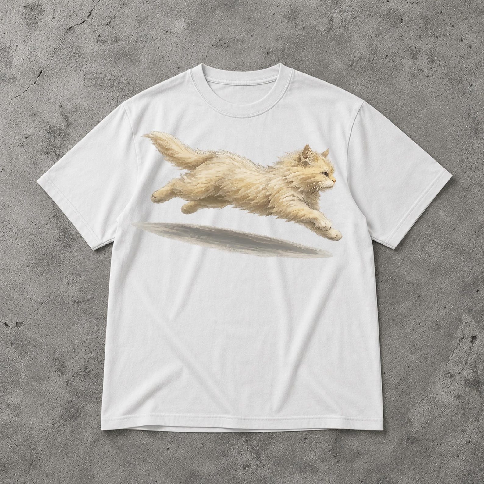 Cute Running Cat Shirt, Funny Kawaii Cat Graphic Tee, Cat Lover Animal T Shirt S