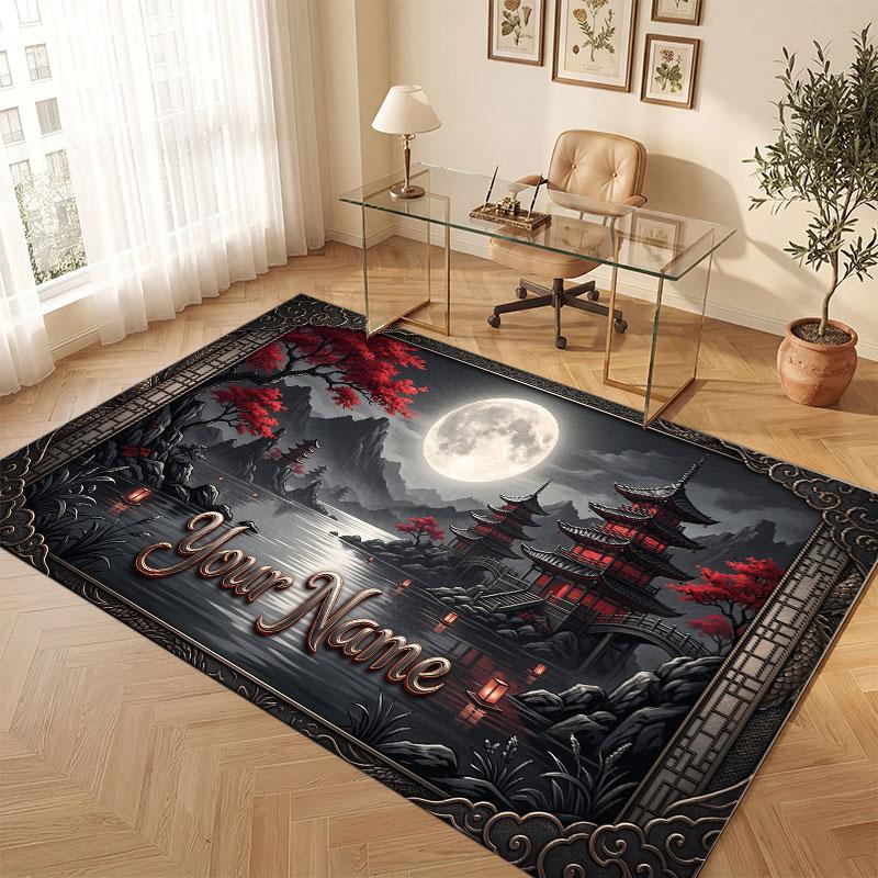 Space Cosmic Theme Crystal Velvet Floor Rug Personalized Custom Name Text Warm Carpet Home Decoration