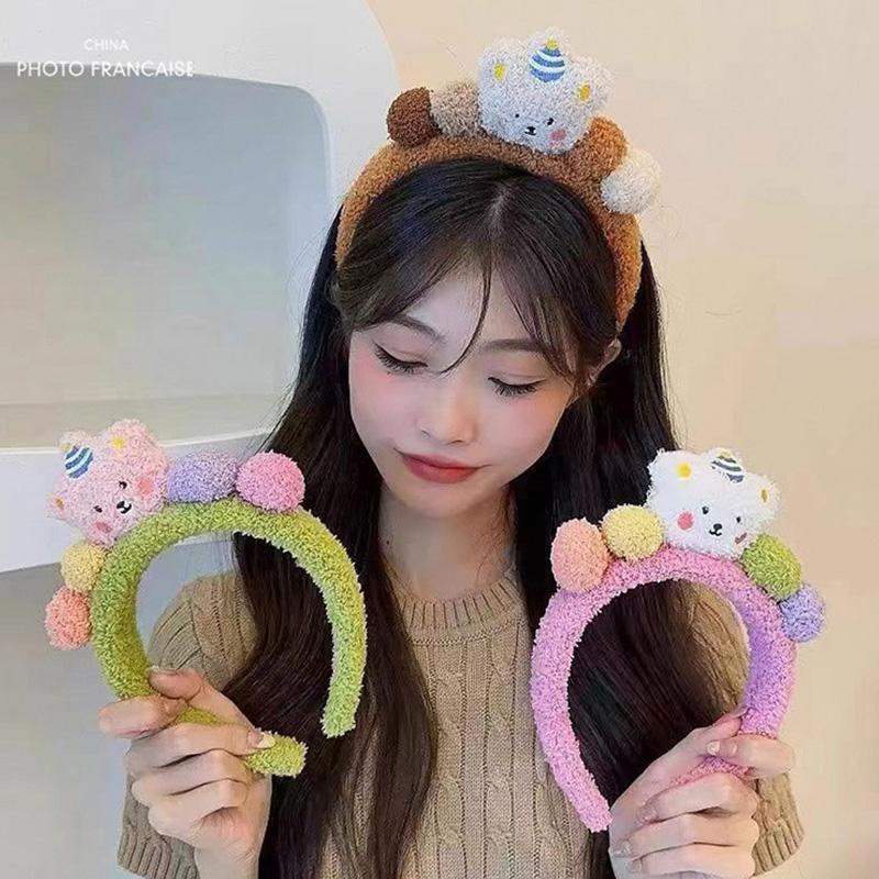 Cute Cartoon Plush Bear Hairband For Women Girls Sweet Hair Ornament Funny Headband Photo Prop Hair Hoop Lovely Hair Accessories