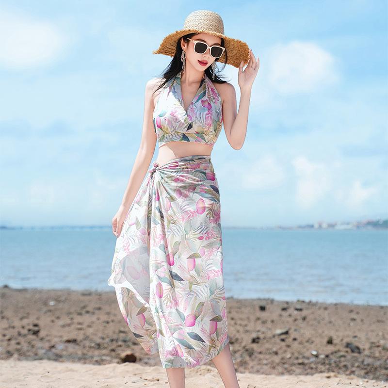 Holiday Seaside Hot Spring Swimsuit Women's Split Bikini BIKINI Three-piece Set European and American High-end New Swimsuit