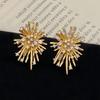 Korean Fashion Retro Personality Firework Flowers Studs Earrings for Women Daily Accessories Exquisite Zircon Party Jewerly Gift
