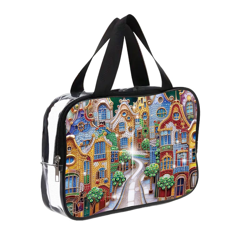 DIY Diamond Art Crystal Rhinestone Cosmetic Bag Zipper Closure 5D Diamond Painting PVC Pouch Large Capacity for Home Decor Gift