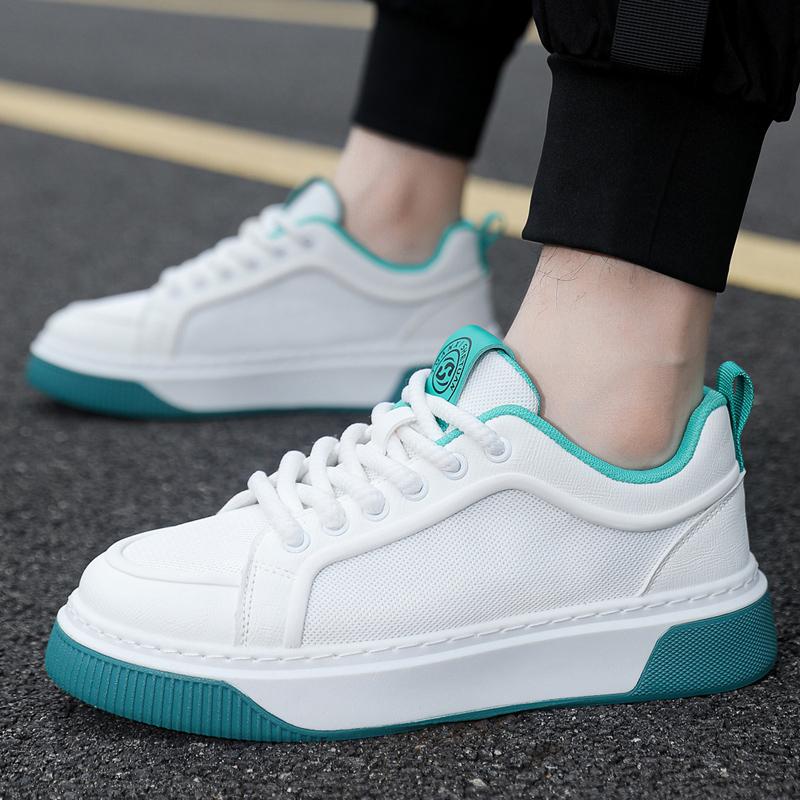 New Luxury Men's Sneakers Tall Thick Bottom Youth Casual Shoes Comfortable Durable Breathable Student Sports Shoes White Green