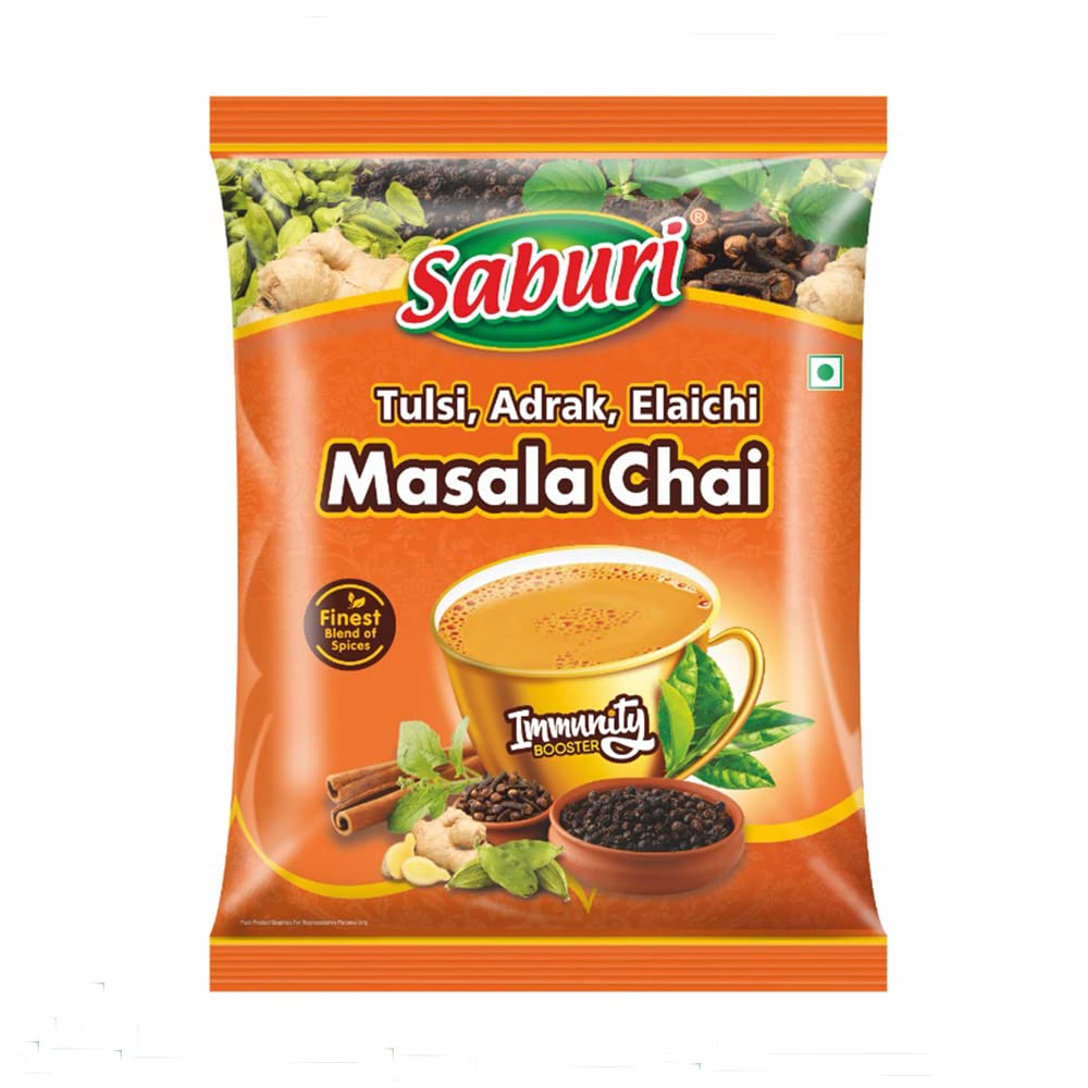 Saburi Masala Tea 500g | 100% Natural Spices - Tulsi, Adrak & Elaichi | Immunity Booster | Assam Tea | Masala Chai | Chai Patti | Chai Masala | Tea