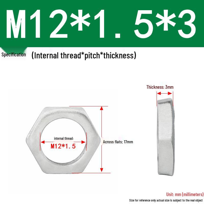 GB808 White Zinc Hex Thin Nut, Fine Thread, Lamp-Type, M6-M30
