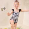 Traje de baño de una pieza con estampado de leopardo ASK JUNIOR para niñas, resistente al sol y al cloro