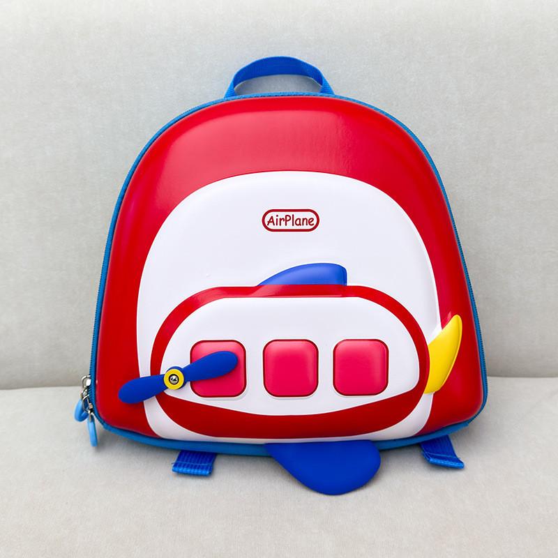 Toddler Double Shoulder Backpack With Cartoon Airplane Pattern And Padded Straps For Preschool