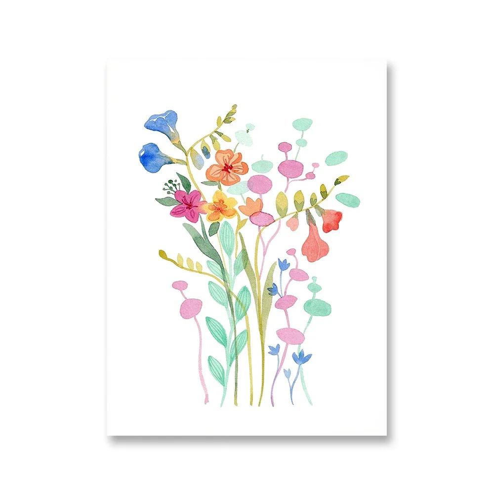 Watercolor Wildflower Flower Poster Colorful Floral Prints Plant Wall Art Canvas Painting Wall Pictures for Living Room Decor