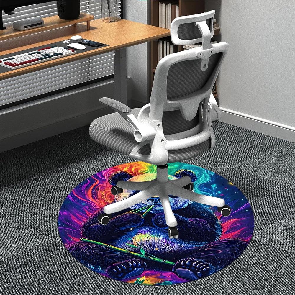 1pc Panda Rainbow Office Round Area Rug, Under Office Chairs Bedroom Living Room Home Decor, Room Deco