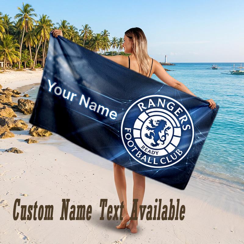 Rangers FC Design Beach Towel Custom Text Large Towel for Beach Vacation