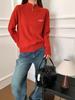 Women's Cable Knit Cashmere Wool Sweater with Half-High Collar